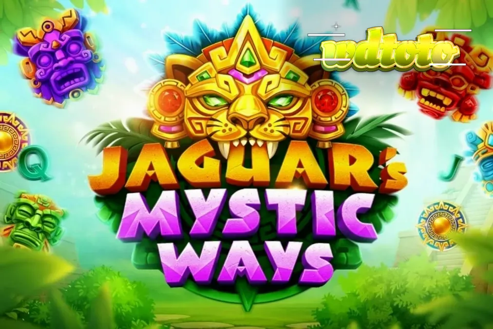 Pemandangan hutan kuno dengan kuil emas di slot Jaguar’s Mystic Ways
